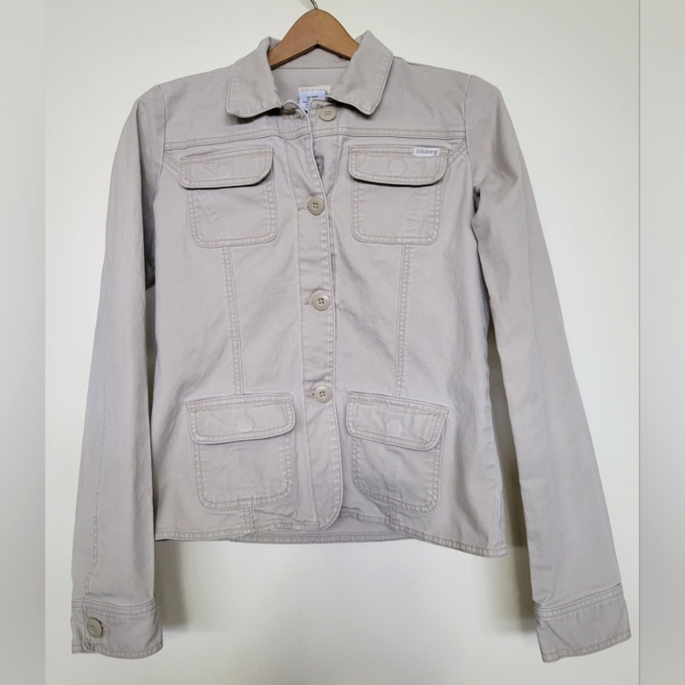 BILLABONG Women's Beige Denim Jacket Size L EUC